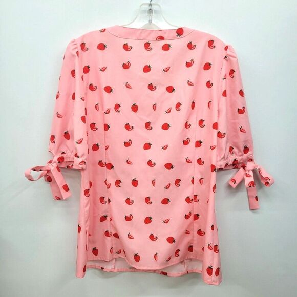 Strawberry Vintage Style Puff Sleeve Blouse Belle Poque V Neck Puff Sleeve - Picture 9 of 12